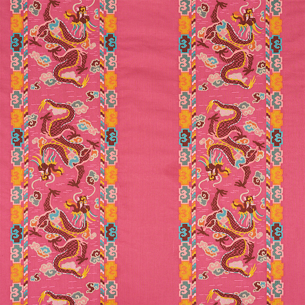 Lotan Dragon Embroidery - Pink Fabrics | Schumacher